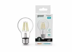 894984 - Gauss Elementary Filament ЛОН А60 Е27 9W(730lm) 4100К 105х60 прозр, стекло, нитевид 22229 (1)