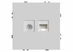 907420 - Stekker ЭМИЛИ мех. роз. TV + комп. СУ 1 мест. RJ-45 белый фарфор, soft touch RST00-5106-01 49872 (1)