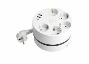 899128 - STEKKER Удлинитель сетевой ПВС 3x1 5 роз. с/з белый 2.5м 2USB+С 5V 250B 16A Comfort белый 49591 (1)