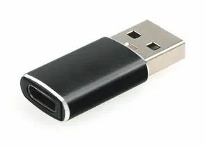 910347 - Переходник USB(A)гн. - type C шт. Cablexpert, 5Гбит/с, QC3.0, метал.корпус, Pro, черный, пакет (1)