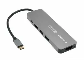 910352 - Разветвитель Type-C Gembird 5в1: 3хUSB3.1, PD100W, HDMI, кабель 17см, алюминий (1)