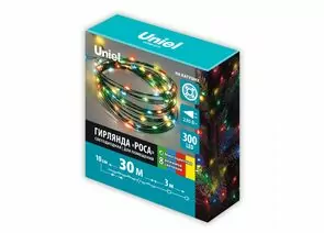 909526 - Гирлянда-нить св/д Роса 30м 300LED разноцвет, провод зелен ULD-S3000-300/DGA MULTI IP20 DEW Uniel (1)