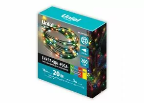 909648 - Гирлянда-нить Роса 220V ULD-S2000-200/DGA MULTI DEW 200LED разноцв. 20м провод зеленый IP20 Uniel (1)