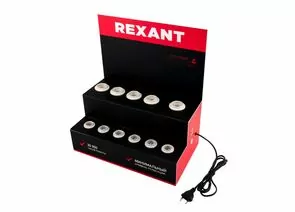 911797 - REXANT Демо-тестер акриловый д/филамента, AC 220V, шнур 1,2м, с выкл., E14(6шт)/E27(5шт) 604-802 (1)