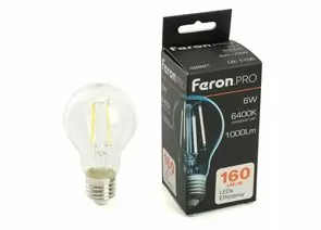 910798 - Feron.PRO филамент ЛОН A60 E27 6W 1000lm 6400K 6K 175-265V 105х60 LB-1106 48891 (1)