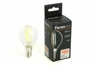 910832 - Feron.PRO филамент шар G45 Е14 6W 980lm 4000K 4K 175-265V 78х45 LB-1706 51257 (1)