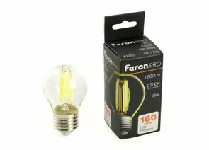 910835 - Feron.PRO филамент шар G45 Е27 8W 1280lm 2700K 2K 175-265V 78х45 LB-1708 51253 (1)