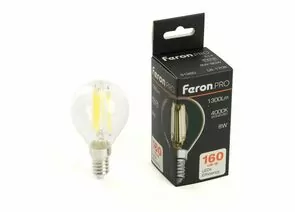 910836 - Feron.PRO филамент шар G45 Е14 8W 1300lm 4000K 4K 175-265V 78х45 LB-1708 51260 (1)