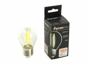 910837 - Feron.PRO филамент шар G45 Е27 8W 1300lm 4000K 4K 175-265V 78х45 LB-1708 51254 (1)