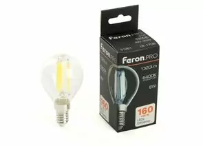 910838 - Feron.PRO филамент шар G45 Е14 8W 1320lm 6400K 6K 175-265V 78х45 LB-1708 51261 (1)