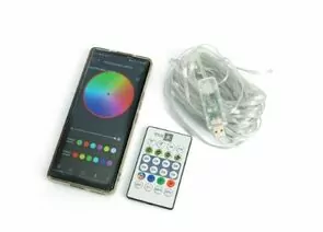 911949 - Feron Гирлянда-нить Smart 100LED RGB 10м IP20 цифр/адресн USB + Пульт ДУ прозр. шнур CL593 51463 (1)