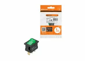 912495 - TDM выключатель клавишный KCD1-101N зеленый 12В, 1P, 15А, (3с), ON-OFF, LED, Mini SQ0746-0134 (1)