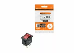 912502 - TDM выключатель клавишный KCD1-201N красный 250В, 2P, 6А, (4с), ON-OFF, LED Mini SQ0746-0141 (1)