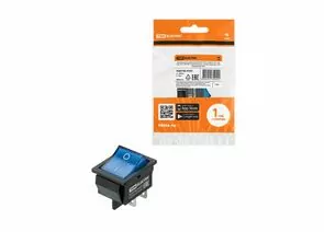 912524 - TDM выключатель клавишный KCD4-201N синий 250В, 2P, 16А, (4с), ON-OFF, LED SQ0746-0163 (1)