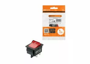 912525 - TDM выключатель клавишный KCD4-201N красный 250В, 2P, 20А, (4с), ON-OFF, LED SQ0746-0164 (1)