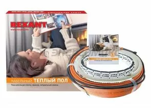 611638 - REXANT теплый пол кабельный (нагр. секция) 1500Вт 100м S=9,4-12,5м2, 2-х жил. в стяжку, шнур 2м (1)