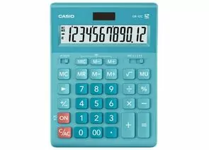 749935 - Калькулятор настольный CASIO GR-12С-LB (210х155 мм), 12 разрядов, двойное питание, ГОЛУБОЙ, GR-12C-L (1)