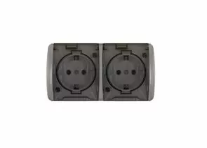 916437 - UNIVersal Клио роз. ОУ 2 мест. 16А (земля) IP54 серый, прозрач.крышка (корп.ABS) К2232-Gr (1)
