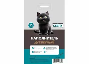 914042 - Наполнитель для кош.туалета древесный 15л/6,9кг CELLTIX E1M (1)