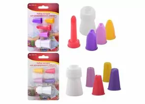 931927 - Декоратор д/крема с 5 насадками 2 дизайна (кратность 3!!!) пластик VL8-172 Мультидом (1)