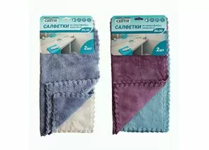 912234 - Салфетки из микрофибры 30*30см,280гр/м2,(2шт/уп),махровые,микс,E1M/CELLTIX (1)