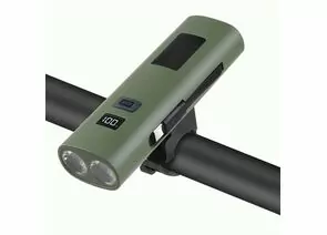 936802 - Focusray Велосипедный фонарь 1335 2LED акк 2Ah цифр.диспл. 5реж. красн.свет USB зел пласт.короб. (1)