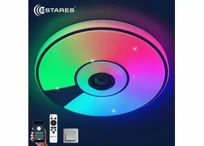 938079 - Estares св-к-люстра с муз.колонкой св/д SONG RGB 80W 480x75 (8000lm) 2K-4K-6K пульт бел. IP20 ДУ @ (1)