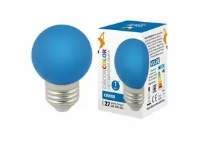 712905 - Лампа св/д Volpe шар G45 E27 1W синяя д/гирлянды Белт Лайт LED-G45-1W/BLUE/E27/FR/С (1)