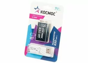 913544 - Ак-р Космос 6F22/Крона Li-ion 9V 650mWh (~500mAh) прямой заряд через USB-C BL1 KOCLi9V650mAh1BL (1)