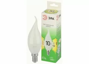 938839 - ЭРА GREEN LINE лампа св/д свеча на ветру E14 BXS 10W(1000lm) 3000K 2K BXS-10W GL 38x145 67120 (1)