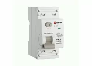 942410 - EKF PROxima выкл. дифференциальный (УЗО) ВД-100N 2P 40А 30мА, тип AC, 6кА, эл.мех E1026M4030 (1)
