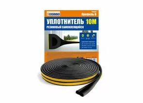 911640 - Уплотнитель D-профиль 8*9мм 4WALLS 10м черный резиновый самокл. арт.UBL010D (1)
