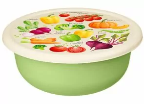 914172 - Миска (салатник) с крышкой 1,2л с декором салатовый 221140820/04 Homver (1)