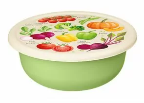 914174 - Миска (салатник) с крышкой 2,1л с декором салатовый 221140920/04 Homver (1)
