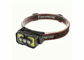 936780 - Focusray Фонарь налобный 1306 5LED 3W +2 СОВ 3W акк.1.2Ah инд.зар. сенсор 6реж. USB чер бокс (1)