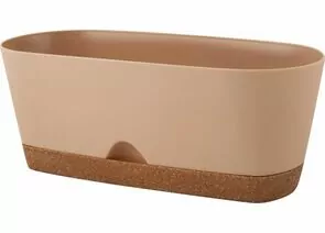 944721 - Горшок для цветов овальный InGreen WOOD для суккулентов, 25 см молочный шоколад/бук (1)