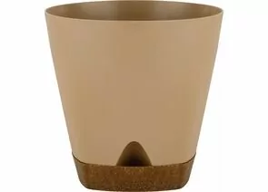 944732 - Горшок для цветов InGreen WOOD D200мм 4л с прикорневым поливом молочный шоколад/бук (1)
