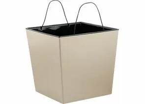 944750 - Горшок для цветов InGreen London CUBE 177 х 177 мм, 4,2 л c дренаж. вставкой калифорнийский миндаль (1)