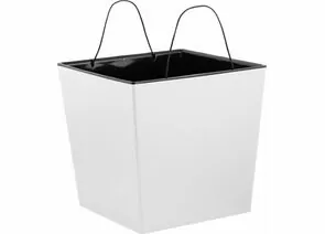 944751 - Горшок для цветов InGreen London CUBE 177 х 177 мм, 4,2 л c дренажной вставкой, белоснежный жасмин (1)