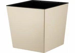 944754 - Горшок для цветов InGreen London CUBE 250 х 250 мм, 11,6 л c дренаж. вставкой калифорнийский миндаль (1)