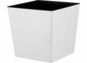 944762 - Горшок для цветов InGreen London CUBE 300х300х564мм 34л c дренаж. вставкой белоснежный жасмин (1)