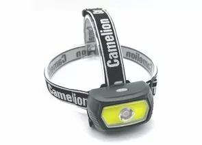 950260 - Camelion фонарь налобный LED53413 акк.3.7V или 3xAAA, COB 5W+LED 3W 3реж , Type-C, карбон, BL (1)