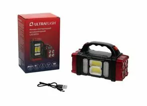 950263 - Ultraflash фонарь универс. LED38101 акк.3.6V 40LED+4 желтLED+2COB, 4реж, Type-C+солн.пан черн/малин (1)