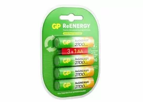 950969 - Аккумулятор GP ReEnergy R6 2700mAh 270AAHC3/1RGY/R6 Ni-MH BL4 (3+1) (1)