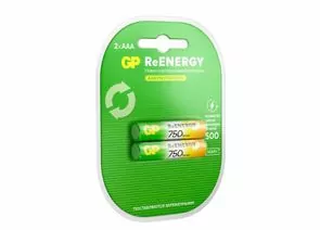 955368 - Аккумулятор GP ReEnergy R03 750mAh 75AAAHCRGY/R03 Ni-MH BL2 (1)