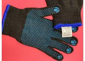 908811 - Перчатки х/б с ПВХ Экстра, 60гр, черные (р.9) 7 класс, 10пар/уп, цена за пару, 202 Сибшнур (1)