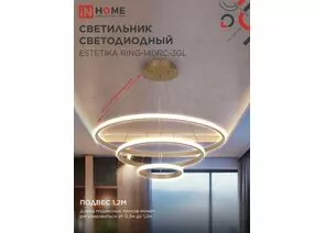 959141 - ASD/InHome люстра св/д упр. ESTETIKA RING 140W(8400lm) 3-4-6K 600х400х200 пульт ДУ золото 2488 (1)