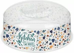 960227 - Крышка для СВЧ d=25см, с декором Терраццо св беж 223134301/00 Homver (1)