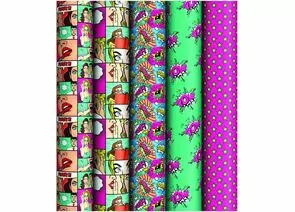 883454 - Упаковочная бумага глянц. 70*100см, ArtSpace Pop art, 90г/м2, ассорти 5 дизайнов Арт.324399 (1)