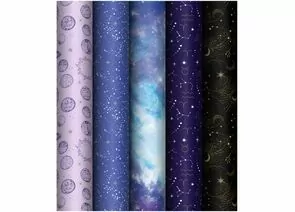 883488 - Упаковочная бумага глянц. 70*100см, MESHU В глубинах космоса, 80г/м2,ассорти 5 дизайнов Арт.358117 (1)